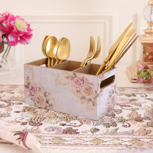 Gold Roses Cutlery Holder