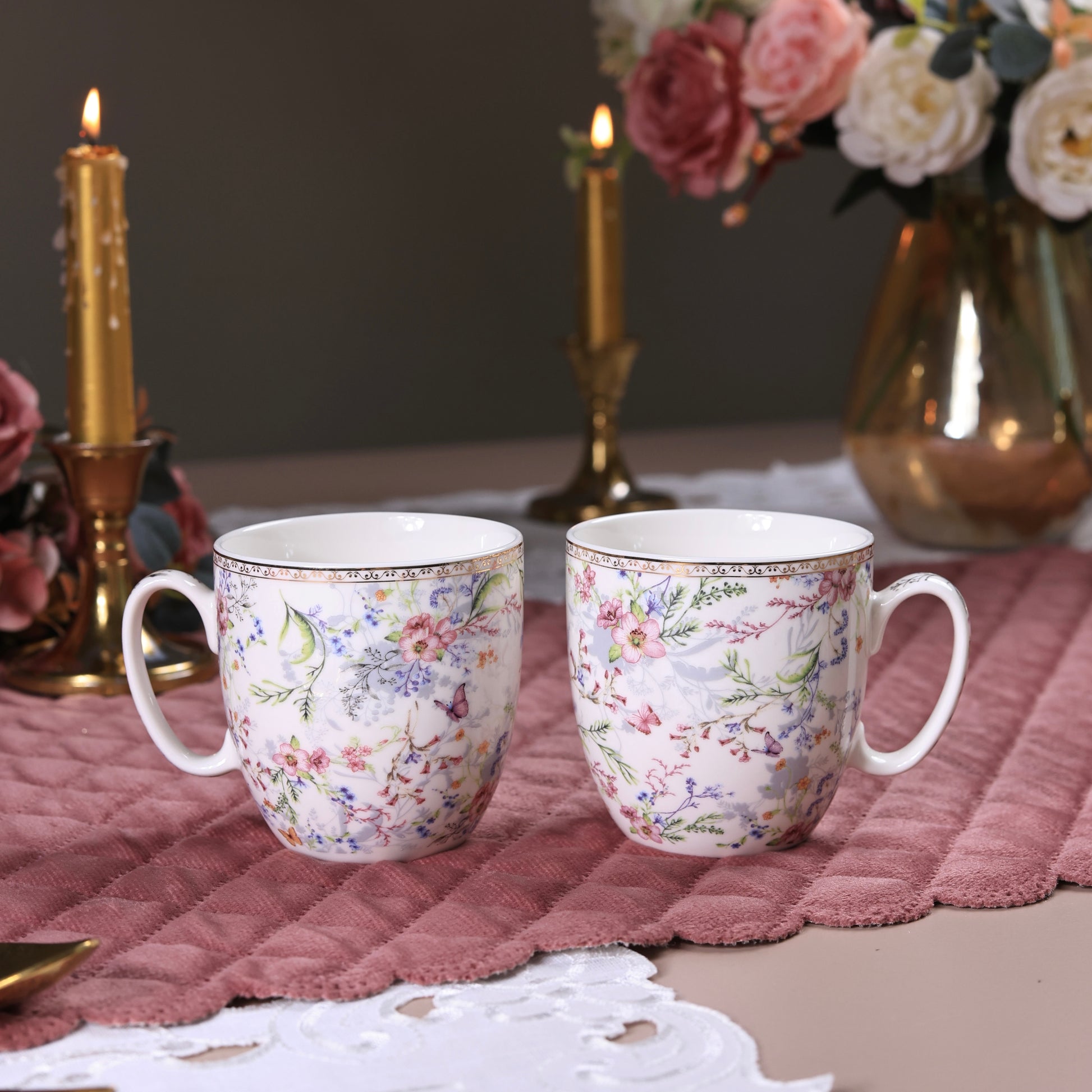 Flower Bed Mug Set (Capacity 200 ML, Set of 6) - Vigneto