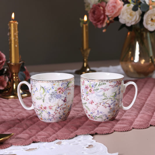 Flower Bed Mug Set (Capacity 200 ML, Set of 6)