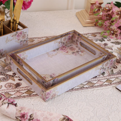 Gold Roses Medium MDF Trays (Set of 2)