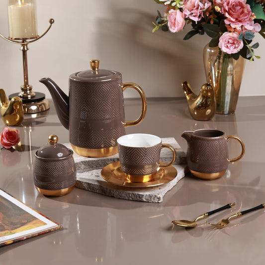 Chestnut 15 Pcs Tea Set (Metal Collection, 24K Gold)