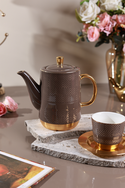 Chestnut 15 Pcs Tea Set (Metal Collection, 24K Gold)