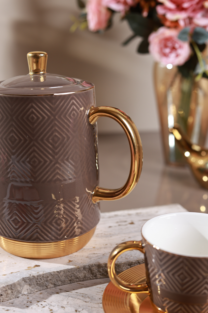 Chestnut 15 Pcs Tea Set (Metal Collection, 24K Gold)