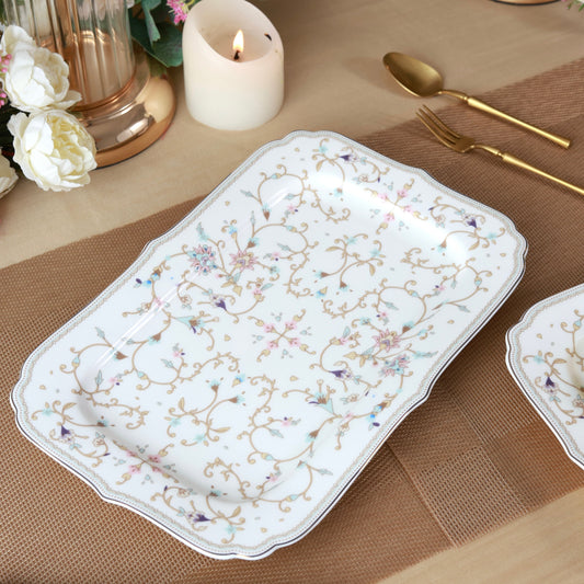 White Pattern Snack Platter (Set of 2)
