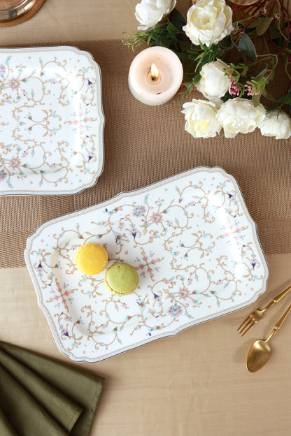 White Pattern Snack Platter (Set of 2)