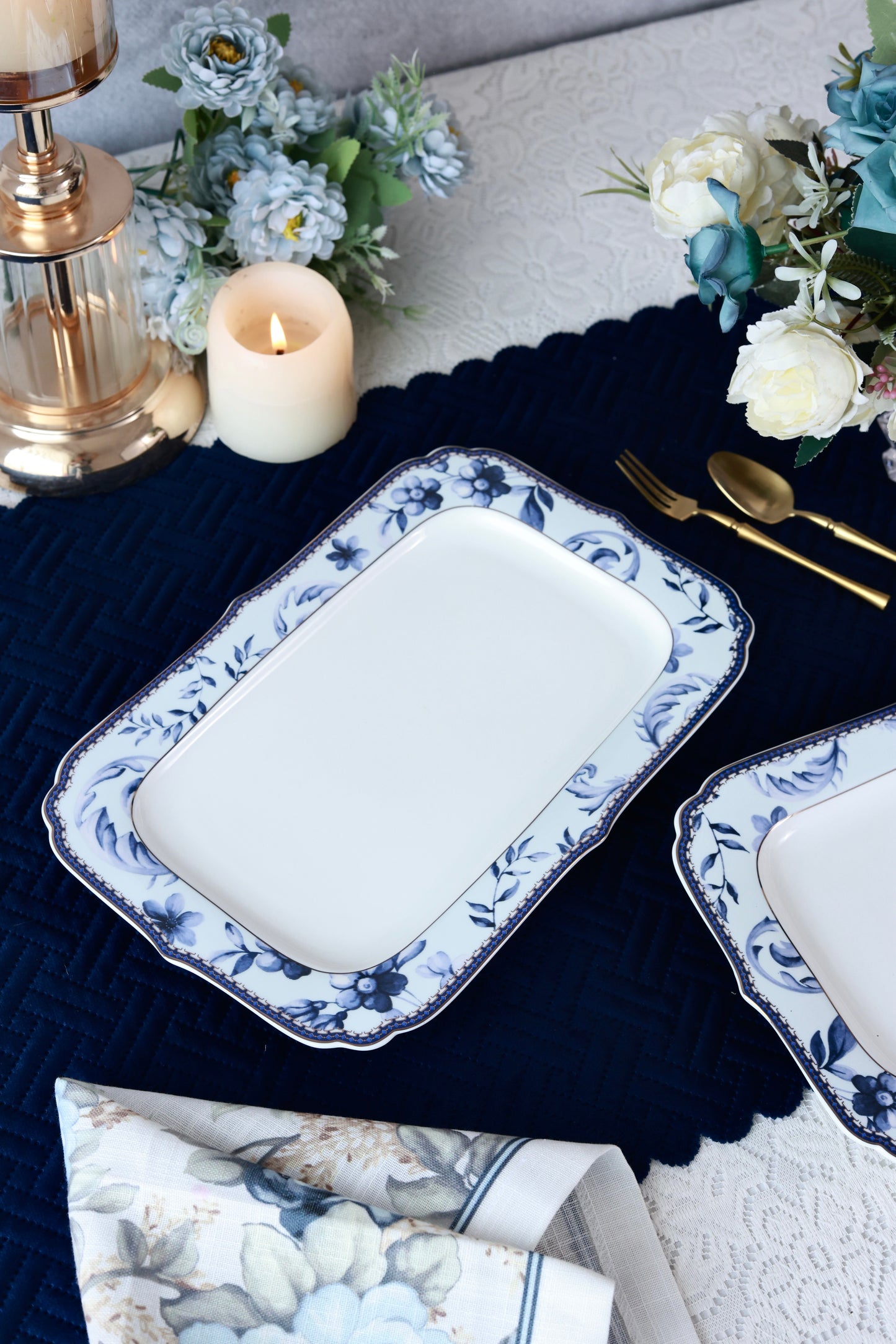 Midnight Blue Snack Platter (Set of 2)