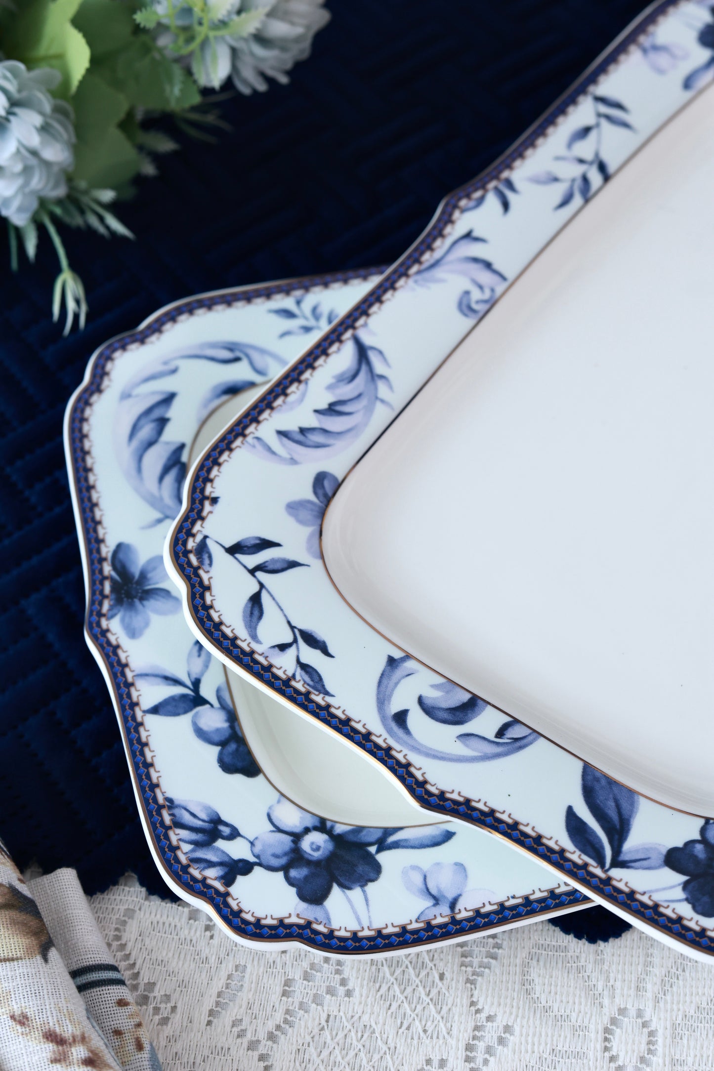 Midnight Blue Snack Platter (Set of 2)