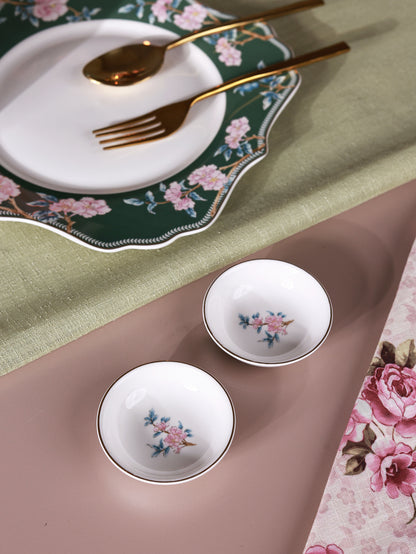 Victorian Green 8 Pcs Coffee & Platter Set (4 Mugs, 1 Square Platter, 1 Snack Platter, 2 Dip Bowls)