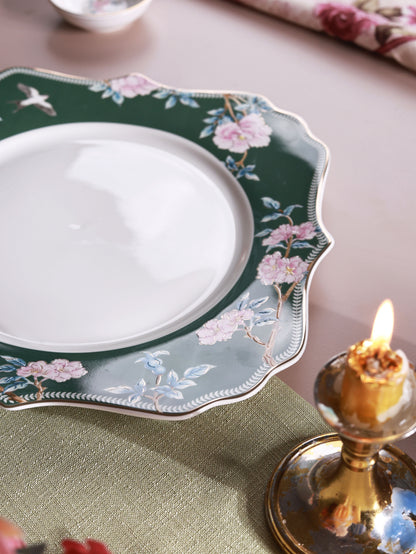 Victorian Green 8 Pcs Coffee & Platter Set (4 Mugs, 1 Square Platter, 1 Snack Platter, 2 Dip Bowls)