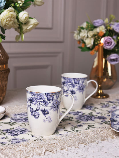 Jardin de Jouy 8 Pcs Coffee & Platter Set (4 Mugs, 1 Square Platter, 1 Snack Platter, 2 Dip Bowls) - Vigneto