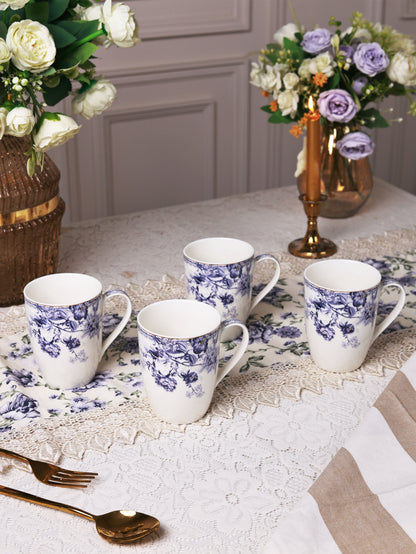 Jardin de Jouy 8 Pcs Coffee & Platter Set (4 Mugs, 1 Square Platter, 1 Snack Platter, 2 Dip Bowls) - Vigneto