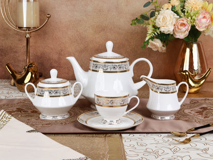 Mughal Gold and Grey 15 Pcs Tea Set - Vigneto