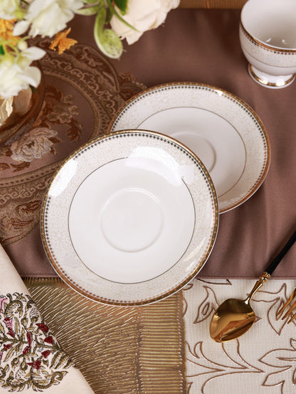 Persian Ivory Cup and Saucer Set (6 Cups and 6 Saucers)