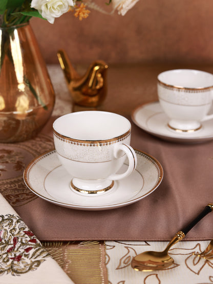 Persian Ivory Cup and Saucer Set (6 Cups and 6 Saucers)