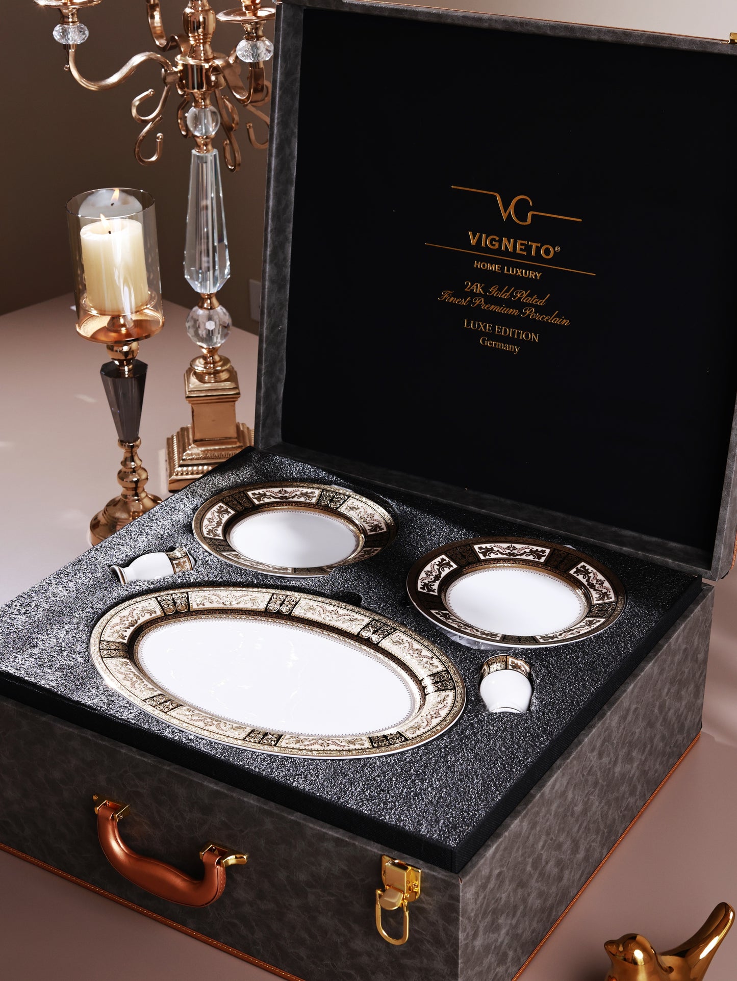 Chateau d'Or 36 Pcs Dinner Set (Palace Collection, 24K Embossed Gold)
