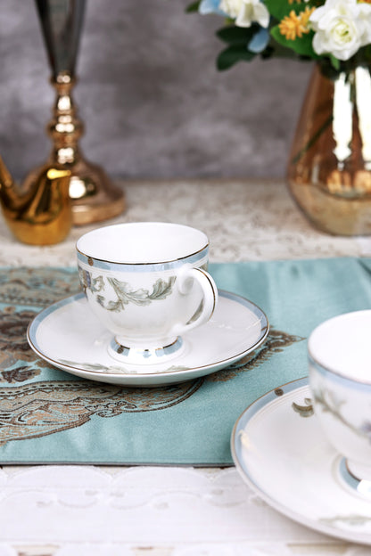 Oriental Blume Cup and Saucer Set (6 Cups and 6 Saucers)