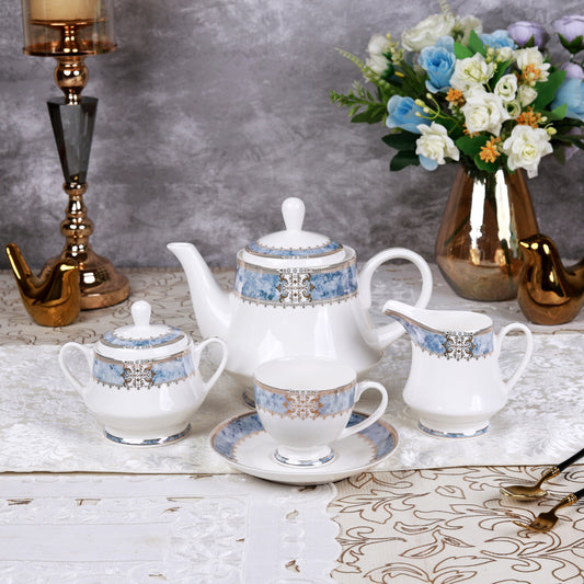 Majestique Blue 15 Pcs Tea Set