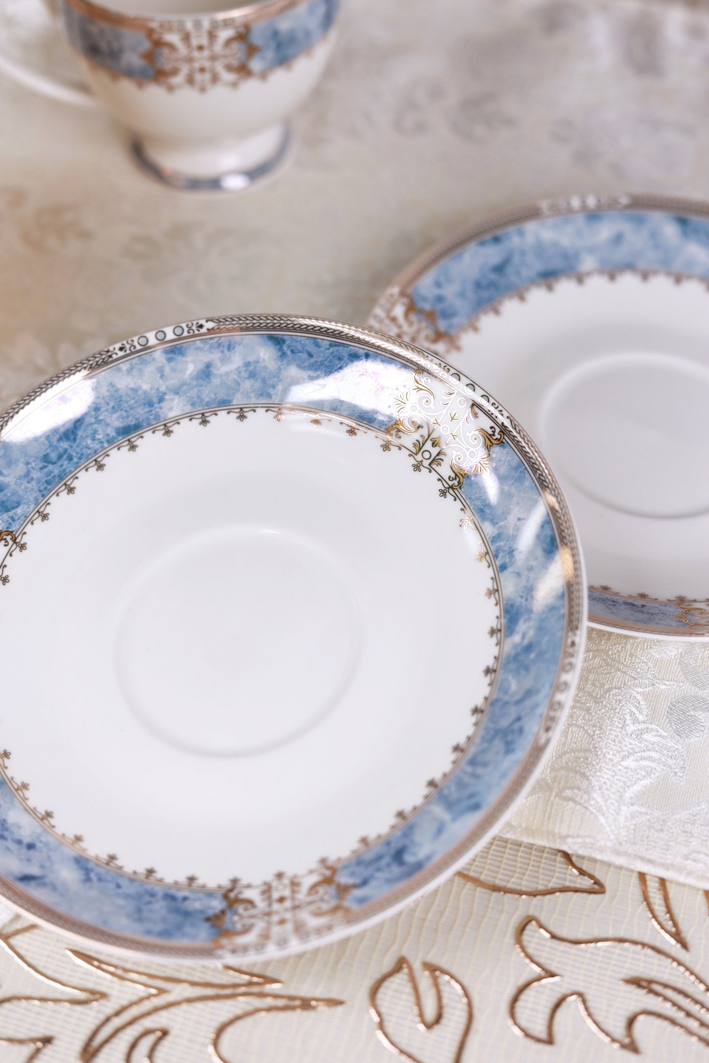 Majestique Blue Cup and Saucer Set (6 Cups and 6 Saucers)