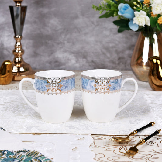 Majestique Blue Coffee Mugs (Set of 2, 300 ML)