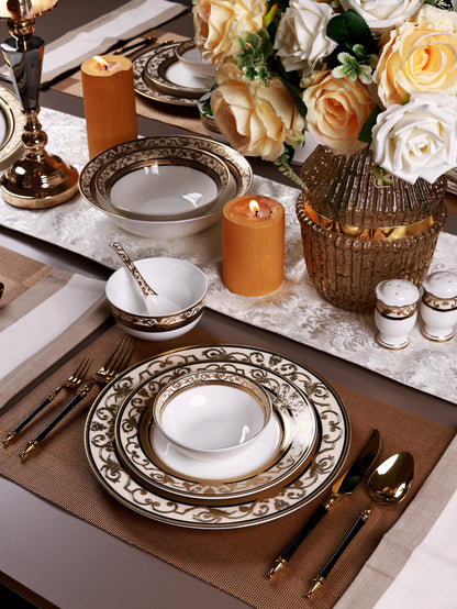 Gilded Realm 36 Pcs Dinner Set (Palace Collection, 24K Embossed Gold)