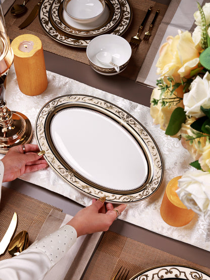 Gilded Realm 36 Pcs Dinner Set (Palace Collection, 24K Embossed Gold)