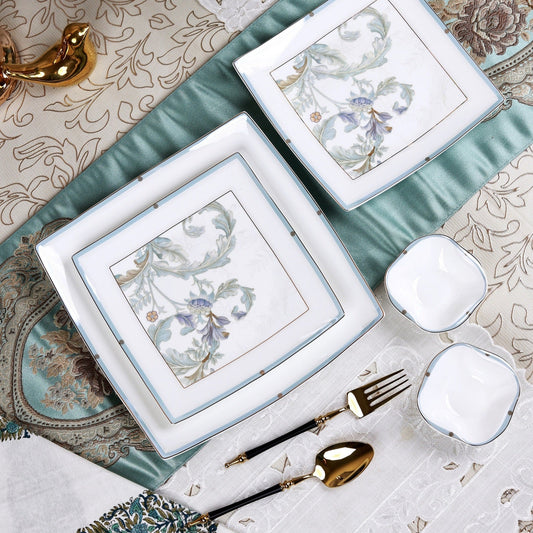 Oriental Blume 10 Pcs Snack Set (2 Serving Plates, 6 Quarter Plates, 2 Dip Bowls)