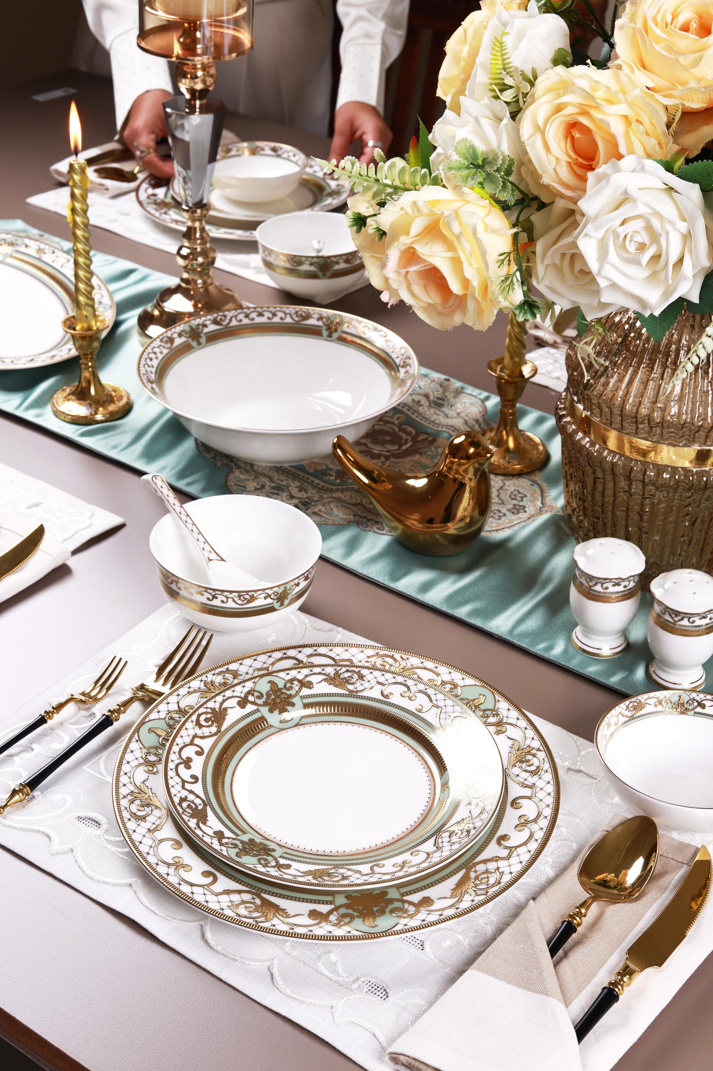 Palace Verde 36 Pcs Dinner Set (Palace Collection, 24K Embossed Gold)
