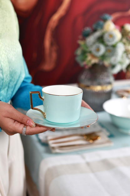 Oasis Haven Cup and Saucer Set (Luxe Edition, 24K Gold, In glaze)