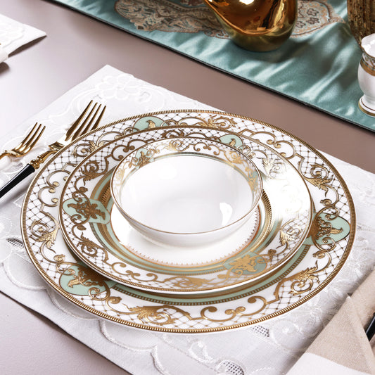 Palace Verde 36 Pcs Dinner Set (Palace Collection, 24K Embossed Gold)