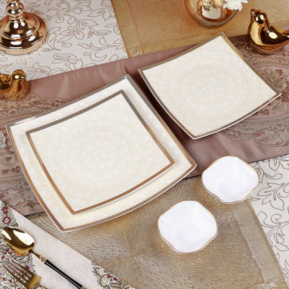 Crème Gold 10 Pcs Snack Set (2 Serving Plates, 6 Quarter Plates, 2 Dip Bowls)