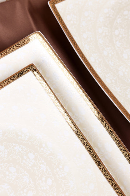 Crème Gold 10 Pcs Snack Set (2 Serving Plates, 6 Quarter Plates, 2 Dip Bowls)