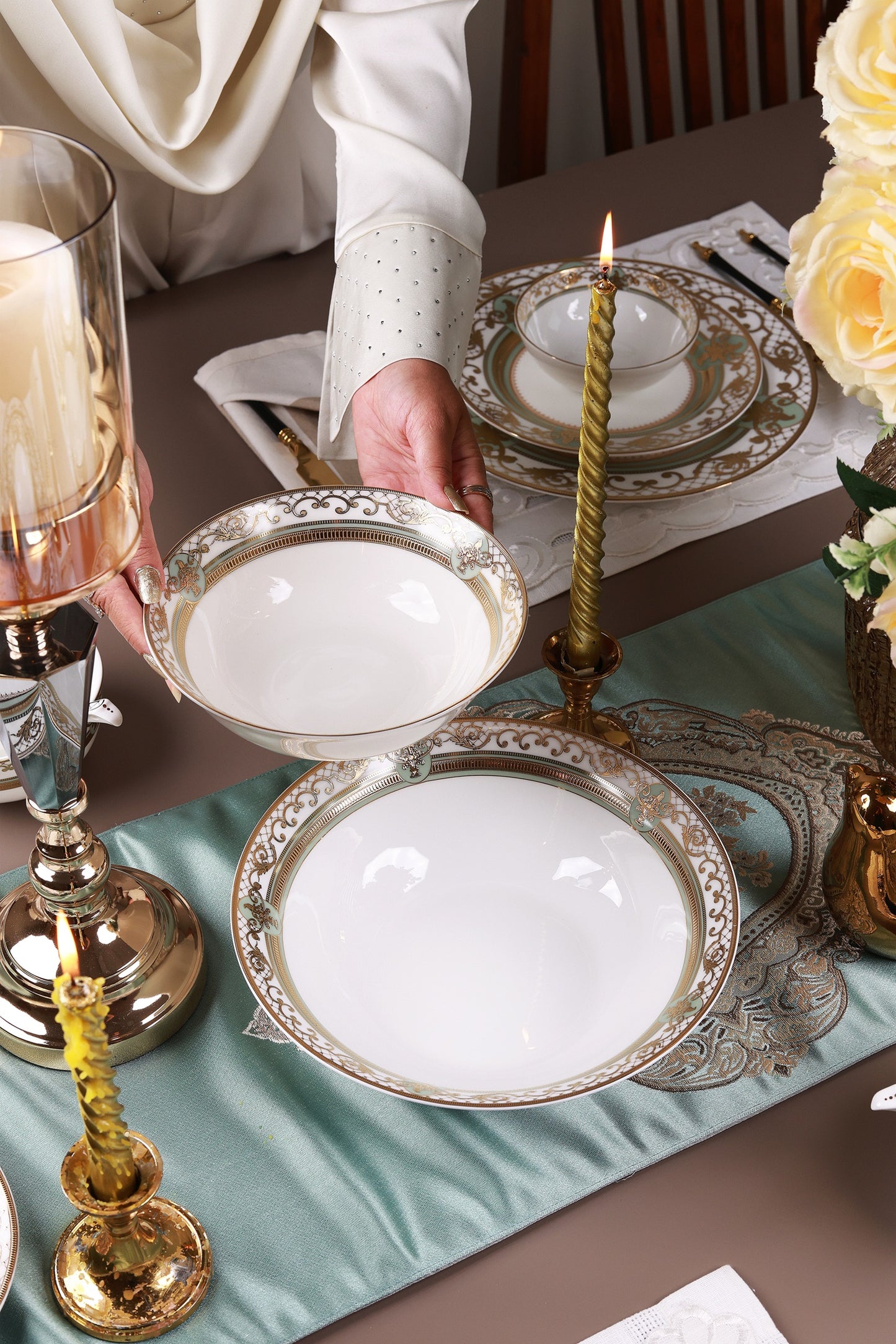 Palace Verde 36 Pcs Dinner Set (Palace Collection, 24K Embossed Gold)