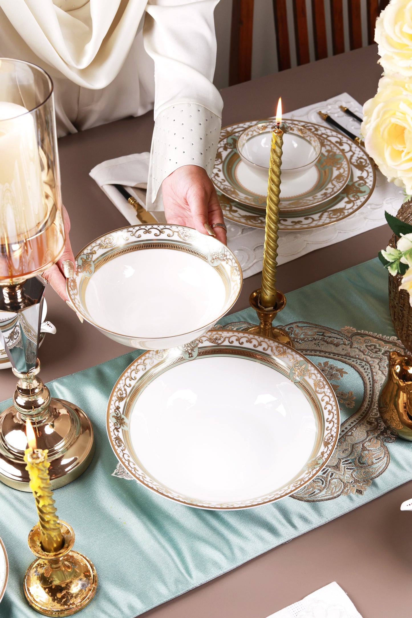 Palace Verde 36 Pcs Dinner Set (Palace Collection, 24K Embossed Gold)