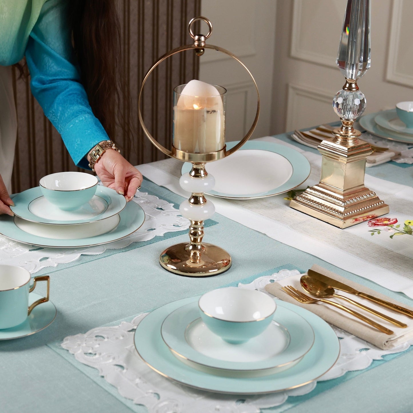 Oasis Haven 21 Pcs Dinner Set (Luxe Edition, 24K Gold, In glaze)