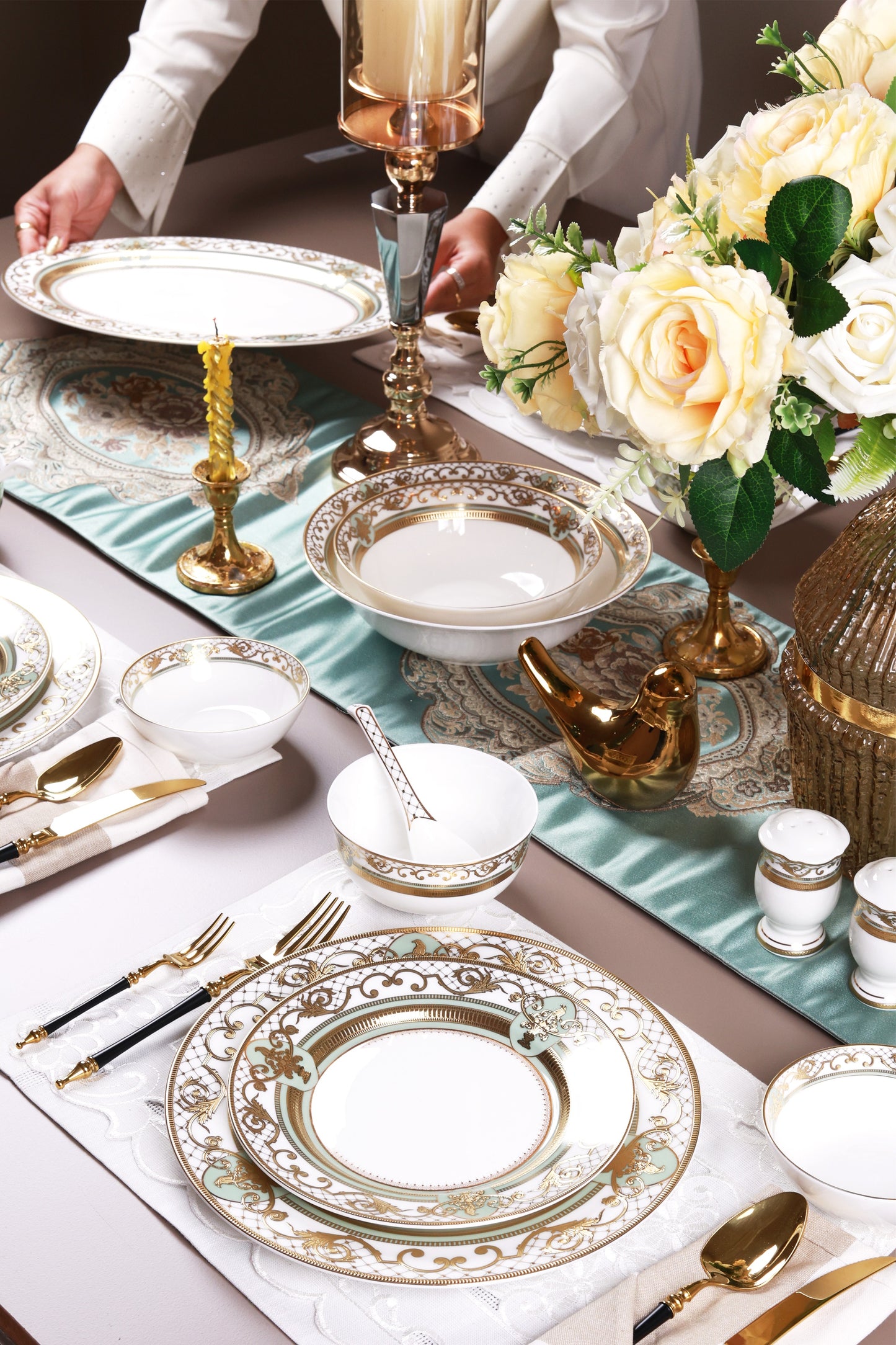 Palace Verde 36 Pcs Dinner Set (Palace Collection, 24K Embossed Gold)