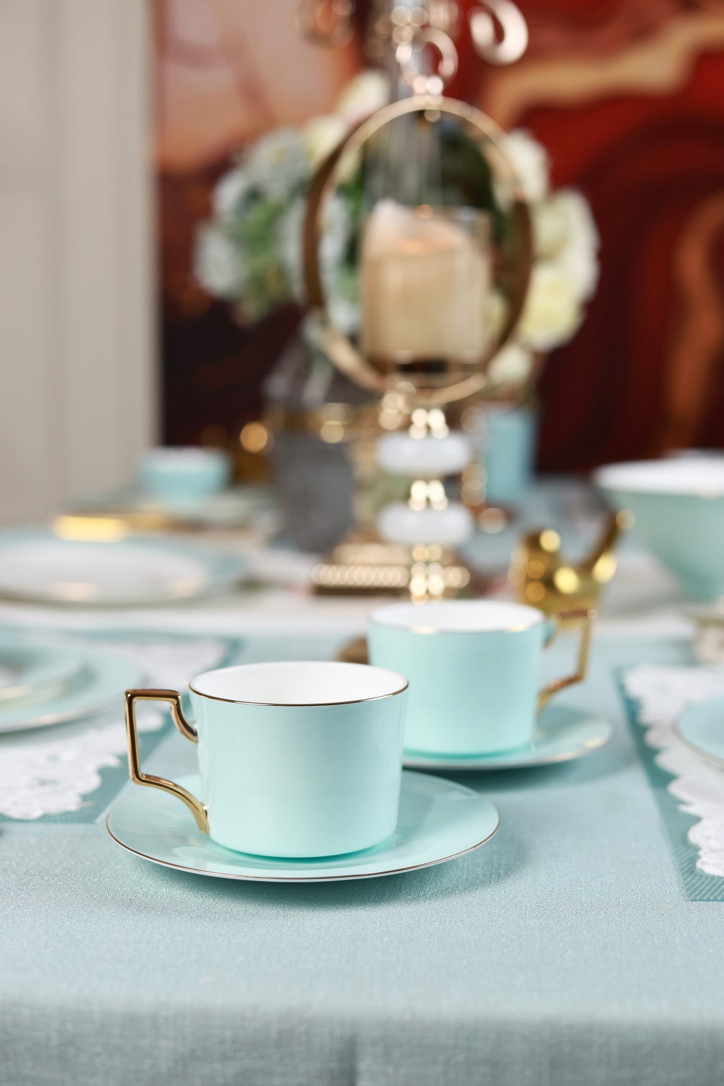 Oasis Haven Cup and Saucer Set (Luxe Edition, 24K Gold, In glaze)