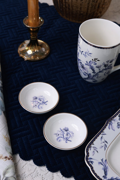 Midnight Blue 8 Pcs Coffee & Platter Set (4 Mugs, 1 Square Platter, 1 Snack Platter, 2 Dip Bowls)