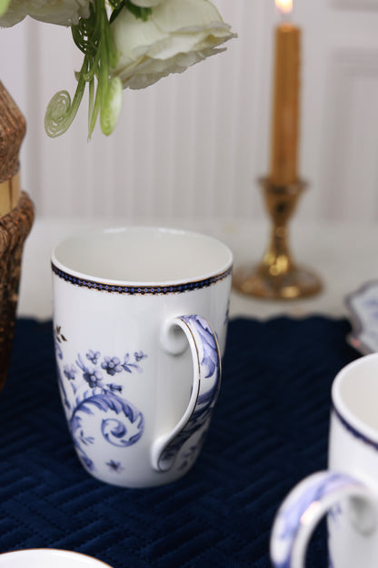 Midnight Blue 8 Pcs Coffee & Platter Set (4 Mugs, 1 Square Platter, 1 Snack Platter, 2 Dip Bowls)