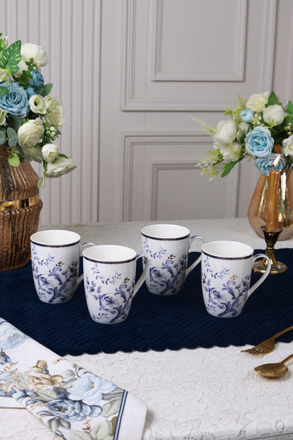 Midnight Blue 8 Pcs Coffee & Platter Set (4 Mugs, 1 Square Platter, 1 Snack Platter, 2 Dip Bowls)