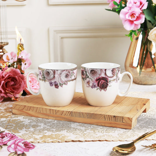 Rose Garden Mug Set (Capacity 200 ML, Set of 6)