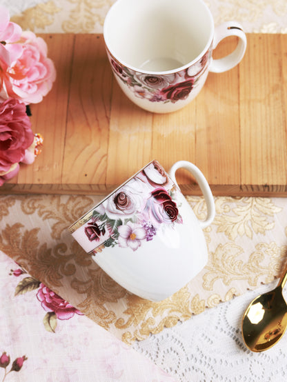 Rose Garden Mug Set (Capacity 200 ML, Set of 6)