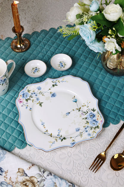 Yorkshire Bloom 8 Pcs Coffee & Platter Set (4 Mugs, 1 Square Platter, 1 Snack Platter, 2 Dip Bowls)