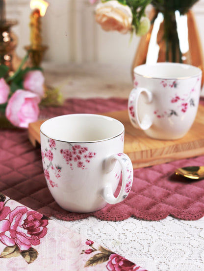 Orchid Bliss Mug Set (Capacity 200 ML, Set of 6)