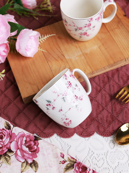 Orchid Bliss Mug Set (Capacity 200 ML, Set of 6)