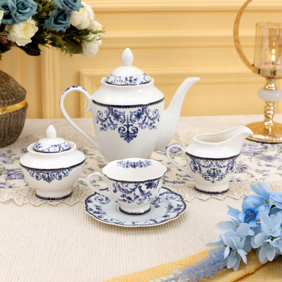 Midnight Tea Set Midnight Blue 15 Pcs Tea Set (Vintage Collection) – Vigneto
