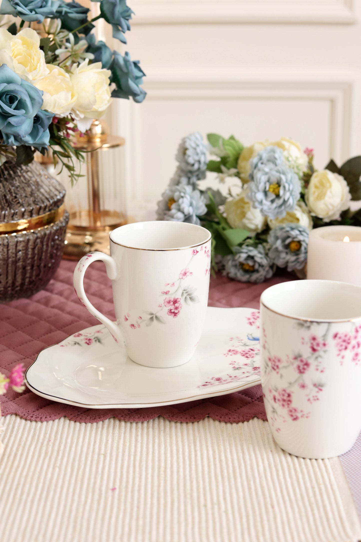 Orchid bliss Coffee Mugs and Tray