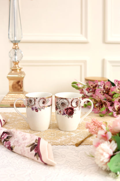 Rose Garden Coffee Mugs and Tray