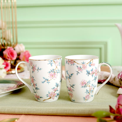 Victorian Green Coffee Mugs (Set of 4, 300 ML)