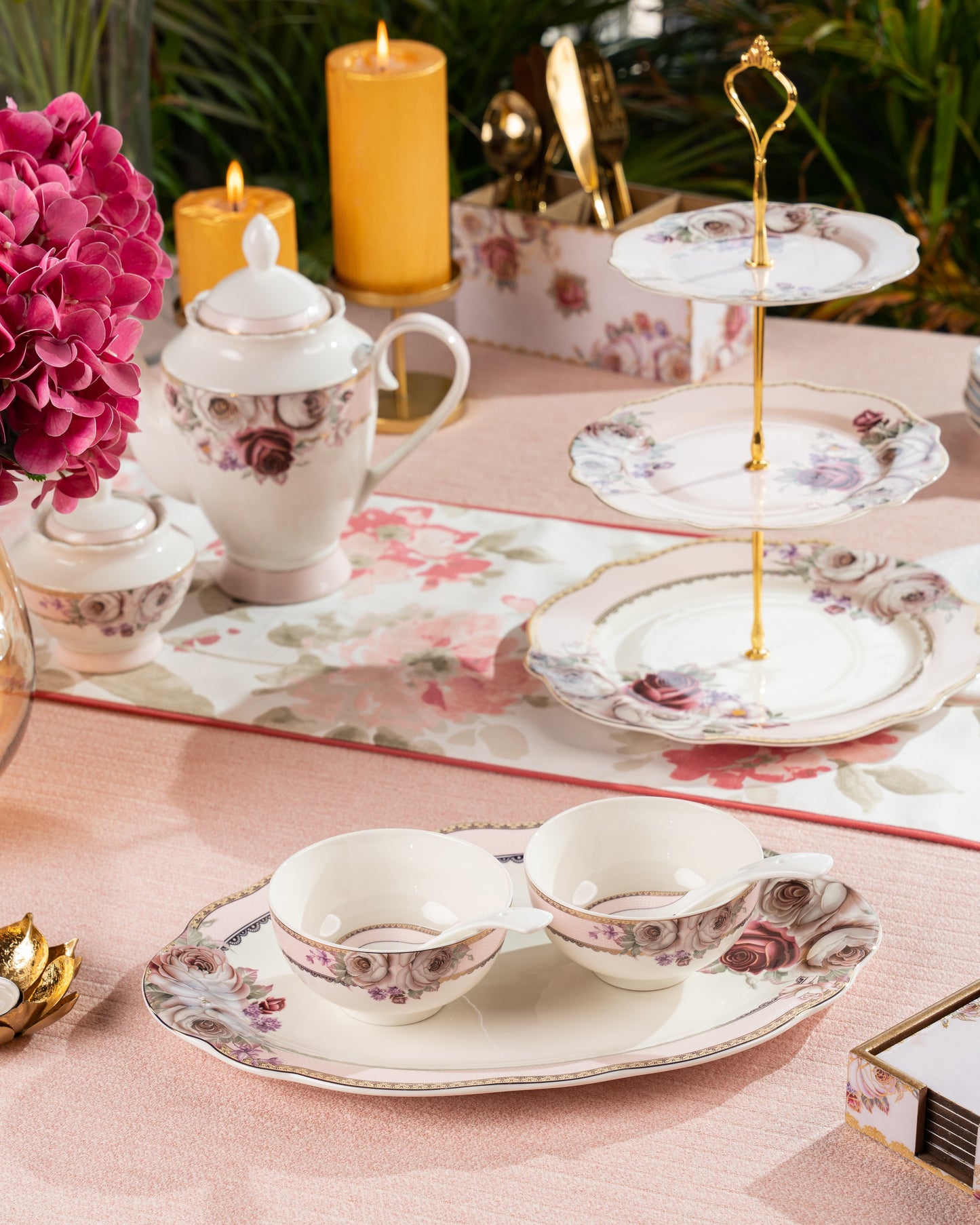 Rose Garden 51 Pcs Dinner Set - Vigneto