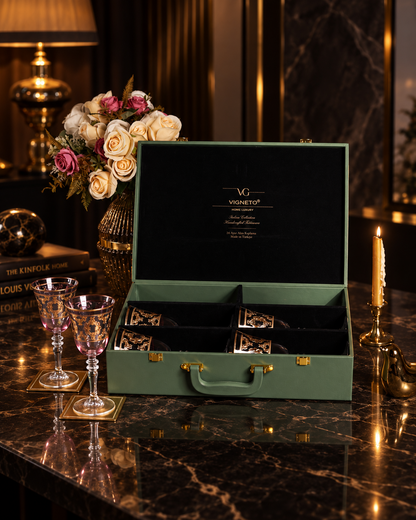 Améthyste Royale 6 Pcs Wine Glasses (Palace Collection, 24K Gold Etched) - Vigneto